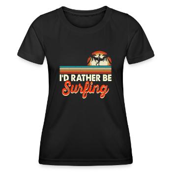 Surfer Surfen - Frauen Funktions-T-Shirt - Schwarz - Vorne - AI Model Female 172 light (172cm)