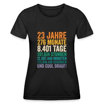 23 Jahre Dreiundzwanzigster Geburtstag - Frauen Funktions-T-Shirt - Schwarz - Vorne - AI Model Female 172 light (172cm)