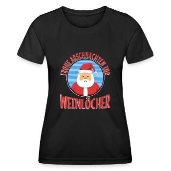 Frohe Arschnachten ihr Weinlöcher - Frauen Funktions-T-Shirt - Schwarz - Vorne - AI Model Female 172 light (172cm)