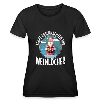 Frohe Arschnachten ihr Weinlöcher - Frauen Funktions-T-Shirt - Schwarz - Vorne - AI Model Female 172 light (172cm)