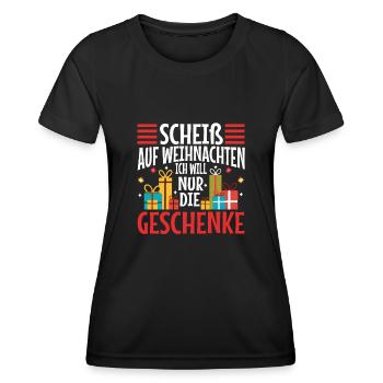 Scheiß auf Weihnachten ich will nur die Geschenke - Frauen Funktions-T-Shirt - Schwarz - Vorne - AI Model Female 172 light (172cm)