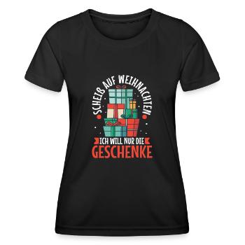 Scheiß auf Weihnachten ich will nur die Geschenke - Frauen Funktions-T-Shirt - Schwarz - Vorne - AI Model Female 172 light (172cm)