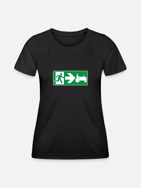 Notausgang Traktor Traktorfahrer - Frauen Funktions-T-Shirt - Schwarz