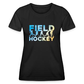 Field Hockey Watercolor Field - Women's Functional T-Shirt - black - Front - AI Model Female 172 light (172cm)