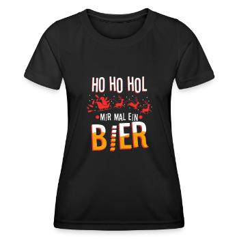 Ho Ho Hol mir mal ein Bier - Frauen Funktions-T-Shirt - Schwarz - Vorne - AI Model Female 172 light (172cm)