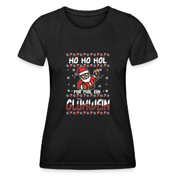 Ho Ho Hol mir mal ein Glühwein - Frauen Funktions-T-Shirt - Schwarz - Vorne - AI Model Female 172 light (172cm)