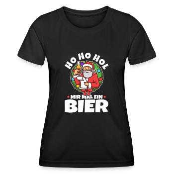 Ho Ho Hol mir mal ein Bier - Frauen Funktions-T-Shirt - Schwarz - Vorne - AI Model Female 172 light (172cm)
