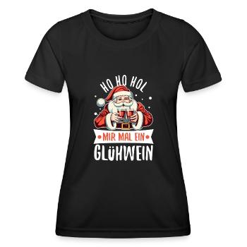 Ho Ho Hol mir mal ein Glühwein - Frauen Funktions-T-Shirt - Schwarz - Vorne - AI Model Female 172 light (172cm)