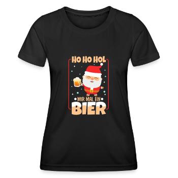 Ho Ho Hol mir mal ein Bier - Frauen Funktions-T-Shirt - Schwarz - Vorne - AI Model Female 172 light (172cm)
