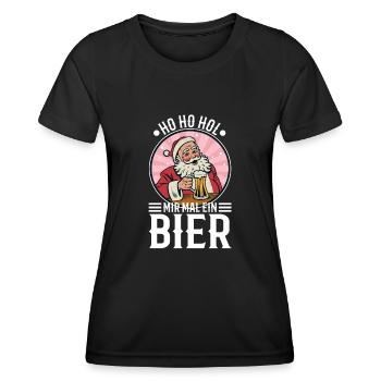 Ho Ho Hol mir mal ein Bier - Frauen Funktions-T-Shirt - Schwarz - Vorne - AI Model Female 172 light (172cm)