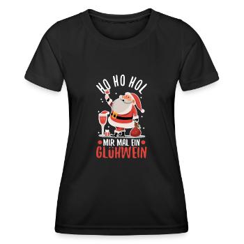 Ho Ho Hol mir mal ein Glühwein - Frauen Funktions-T-Shirt - Schwarz - Vorne - AI Model Female 172 light (172cm)