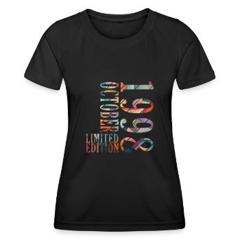 Octobre 1998 Anniversaire Octobre 1998 Octobre - T-shirt sport Femme - noir - Devant - AI Model Female 172 light (172cm)