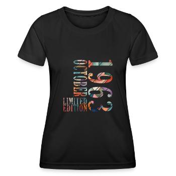 Octobre 1963 Anniversaire Octobre 1963 Octobre - T-shirt sport Femme - noir - Devant - AI Model Female 172 light (172cm)