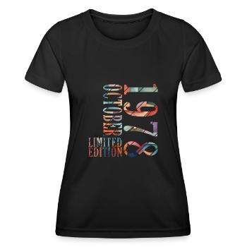 Octobre 1978 Anniversaire Octobre 1978 Octobre - T-shirt sport Femme - noir - Devant - AI Model Female 172 light (172cm)