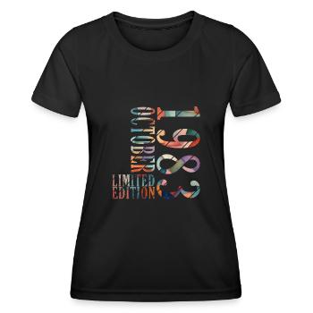 Octobre 1983 Anniversaire Octobre 1983 Octobre - T-shirt sport Femme - noir - Devant - AI Model Female 172 light (172cm)