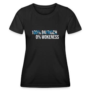 100% Bavarian 0%Wokeness - for real Bavarians - Women's Functional T-Shirt - black - Front - AI Model Female 172 light (172cm)