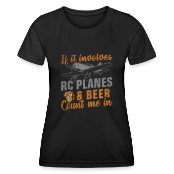 S’il s’agit d’avions RC et de bière, comptez sur moi - T-shirt sport Femme - noir - Devant - AI Model Female 172 light (172cm)