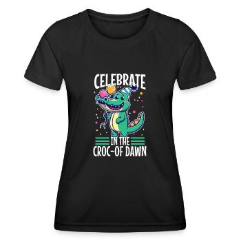 Faites la fête jusqu’à l’aube - T-shirt sport Femme - noir - Devant - AI Model Female 172 light (172cm)