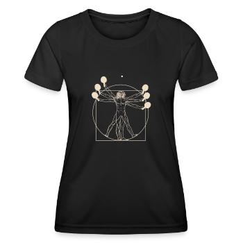 Vitruvian Man Pingpong Tischtennis Ping-Pong - Frauen Funktions-T-Shirt - Schwarz - Vorne - AI Model Female 172 light (172cm)