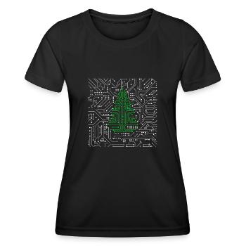 CPU Motherboard Schaltkreis IT Weihnachtsbaum - Frauen Funktions-T-Shirt - Schwarz - Vorne - AI Model Female 172 light (172cm)