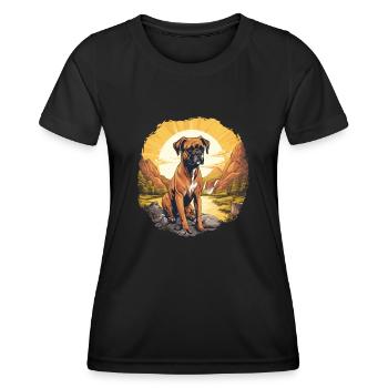 Hund Boxer - Frauen Funktions-T-Shirt - Schwarz - Vorne - AI Model Female 172 light (172cm)