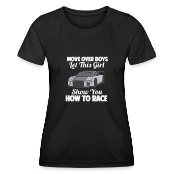 Automobile Speed Racer Speedway Turbo Racing - Women's Functional T-Shirt - black - Front - AI Model Female 172 light (172cm)
