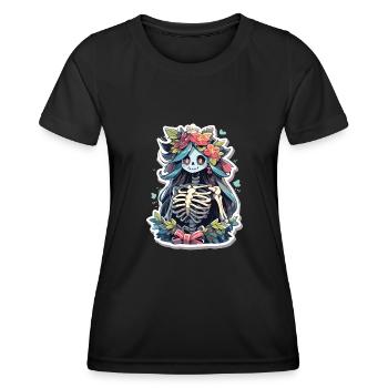 Crâne de squelette Crâne Crâne Crâne - T-shirt sport Femme - noir - Devant - AI Model Female 172 light (172cm)