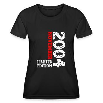 2004 November Limited Edition 19. Geburtstag Deko - Frauen Funktions-T-Shirt - Schwarz - Vorne - AI Model Female 172 light (172cm)