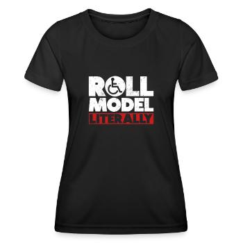 Fauteuil roulant Fauteuil roulant Handicap Drôle - T-shirt sport Femme - noir - Devant - AI Model Female 172 light (172cm)