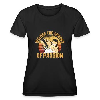 Welder Sparks Passion Retro Metallverarbeitung - Frauen Funktions-T-Shirt - Schwarz - Vorne - AI Model Female 172 light (172cm)
