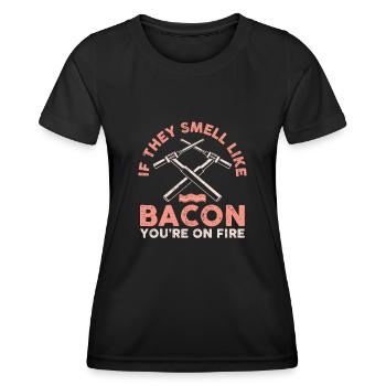 Smell Like Bacon Welder Welding Gift - Women's Functional T-Shirt - black - Front - AI Model Female 172 light (172cm)