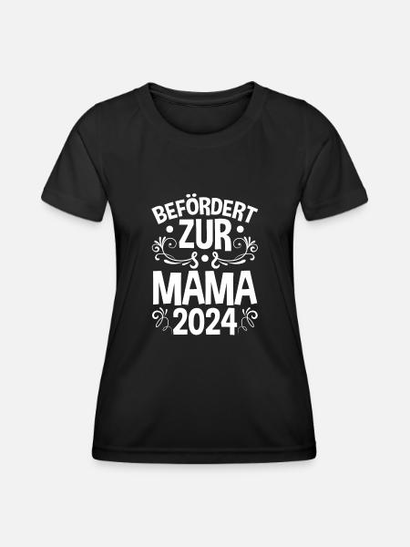 Werdende Mama 2024 - Frauen Funktions-T-Shirt - Schwarz