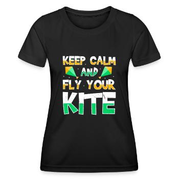 Fliege einen Drachen Hobby Wind Kiteboard Lustiges - Frauen Funktions-T-Shirt - Schwarz - Vorne - AI Model Female 172 light (172cm)