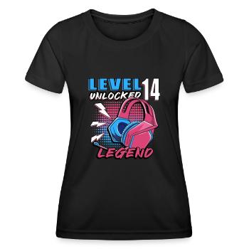 14. Geburtstag Level 14 Gamer Geschenk - Frauen Funktions-T-Shirt - Schwarz - Vorne - AI Model Female 172 light (172cm)