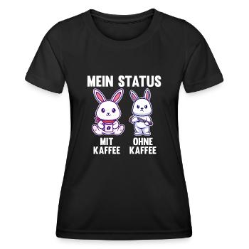 Hase Mein Status Mit Kaffee Ohne Kaffee - Frauen Funktions-T-Shirt - Schwarz - Vorne - AI Model Female 172 light (172cm)