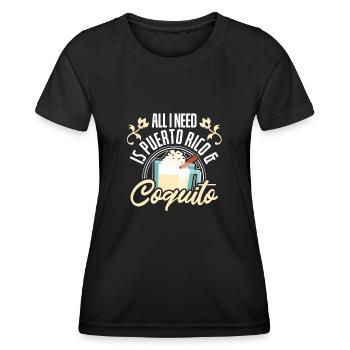 Puerto Rico Puerto-ricanischer Eierlikör - Frauen Funktions-T-Shirt - Schwarz - Vorne - AI Model Female 172 light (172cm)