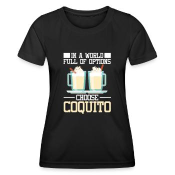 Puerto Rico Puerto-ricanischer Eierlikör - Frauen Funktions-T-Shirt - Schwarz - Vorne - AI Model Female 172 light (172cm)