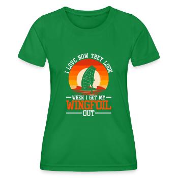Wingsurfing Foil Wing Wing Boarding Wing Foiling - T-shirt sport Femme - vert - Devant - AI Model Female 172 dark (172cm)