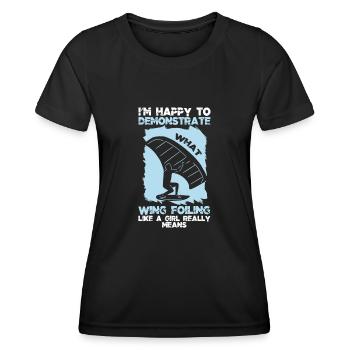 Wingsurfing Foil Wing Wing Boarding Wing Foiling - Frauen Funktions-T-Shirt - Schwarz - Vorne - AI Model Female 172 light (172cm)