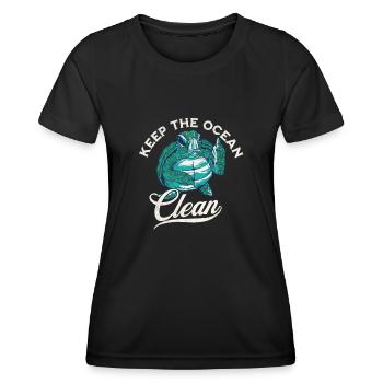 Keep the Ocean Clean Design - Frauen Funktions-T-Shirt - Schwarz - Vorne - AI Model Female 172 light (172cm)