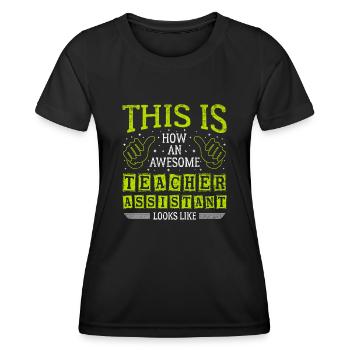 Lustiger Spruch Awesome Teacher - Frauen Funktions-T-Shirt - Schwarz - Vorne - AI Model Female 172 light (172cm)