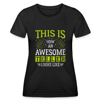 Funny Saying Awesome Plate - Women's Functional T-Shirt - black - Front - AI Model Female 172 light (172cm)