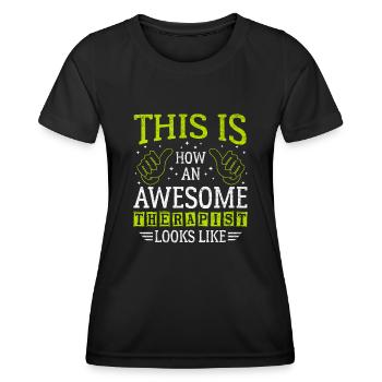 Lustiger Spruch Awesome Therapist - Frauen Funktions-T-Shirt - Schwarz - Vorne - AI Model Female 172 light (172cm)