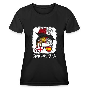 España Halb Englisch Halb Spanisch Mädchen Spanien chica - Frauen Funktions-T-Shirt - Schwarz - Vorne - AI Model Female 172 light (172cm)