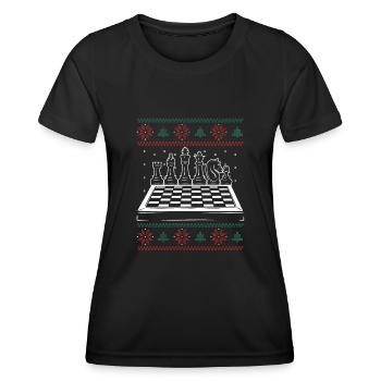 Weihnachtliches Schachbrett - Frauen Funktions-T-Shirt - Schwarz - Vorne - AI Model Female 172 light (172cm)