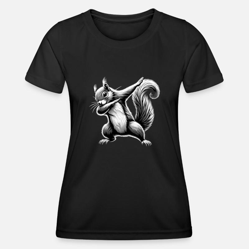 Dabbing Eichhörnchen - Frauen Funktions-T-Shirt - Schwarz