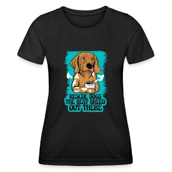 Adoption von Rettungshunden im Tierheim - Frauen Funktions-T-Shirt - Schwarz - Vorne - AI Model Female 172 light (172cm)