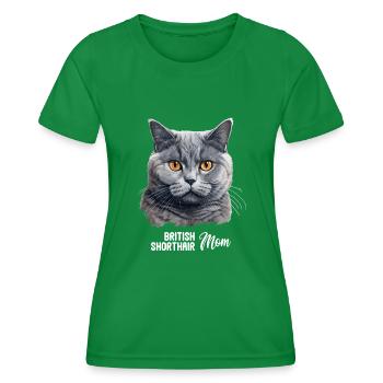 British Shorthair - Women's Functional T-Shirt - kelly green - Front - AI Model Female 172 dark (172cm)
