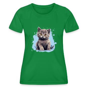 British Shorthair - Women's Functional T-Shirt - kelly green - Front - AI Model Female 172 dark (172cm)