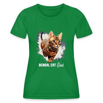 Chat du Bengale - T-shirt sport Femme - vert - Devant - AI Model Female 172 dark (172cm)